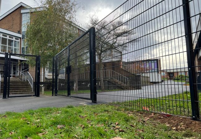 Black security fencing at Bilton school, rugby