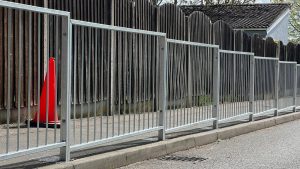 Galvanised steel fencing to protect people from vehicles