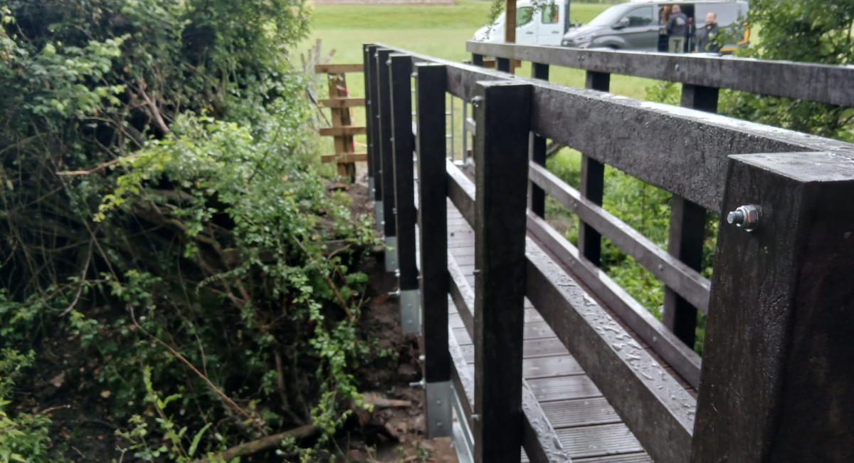 A bridge parapet made from recycled plastic