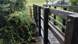 A bridge parapet made from recycled plastic