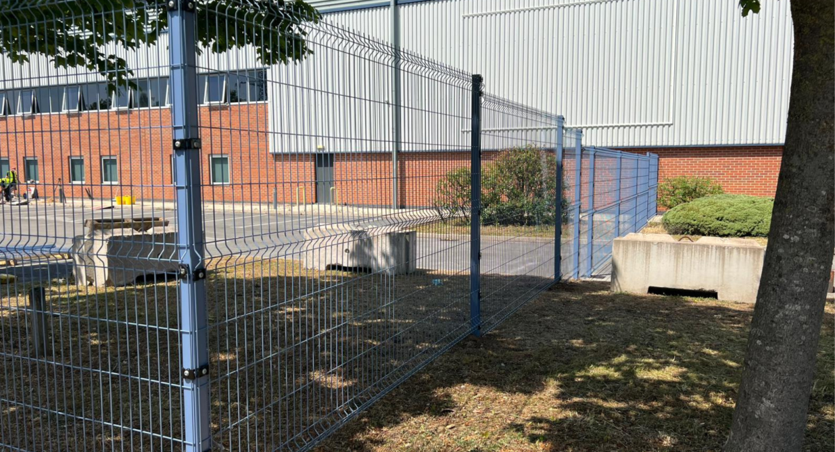 Bespoke blue mesh fencing