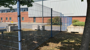 Bespoke blue mesh fencing