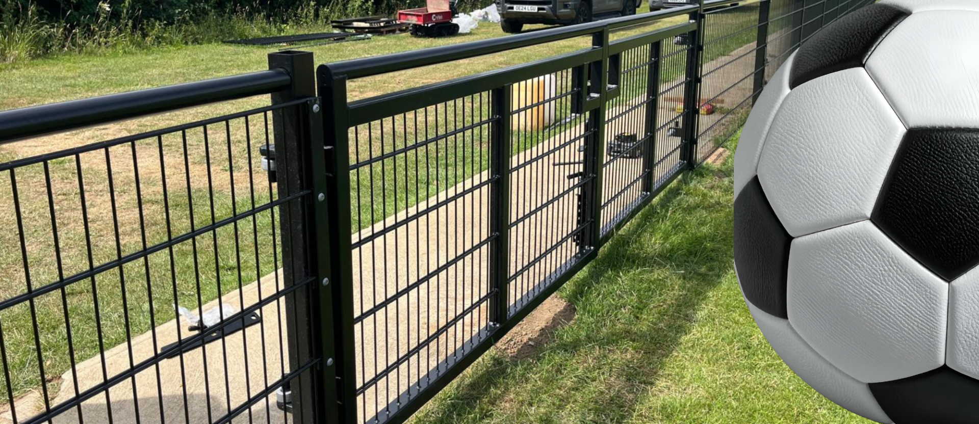 Black spectator fencing at Mulbarton Football club