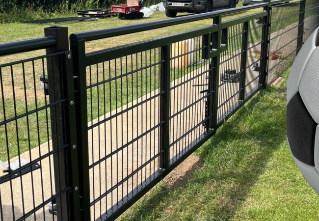 Black spectator fencing at Mulbarton Football club