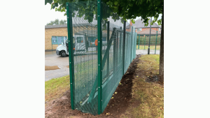 Full-height rollback enclosure clad in 358 mesh